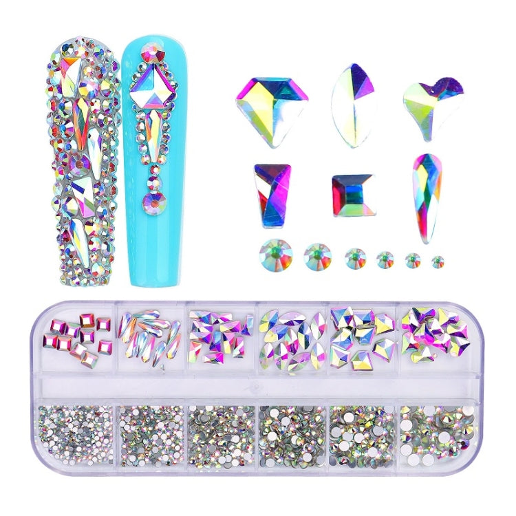 12 Grid Flat Bottom Shaped Nail Rhinestones Nail Decoration, 01, 02, 03, 04, 05, 06, 07, 08, 10, 11, 12, 13, 14, 15, 16, 18, 19, 20, 21, 22, 23, 24, 25, 26, 28