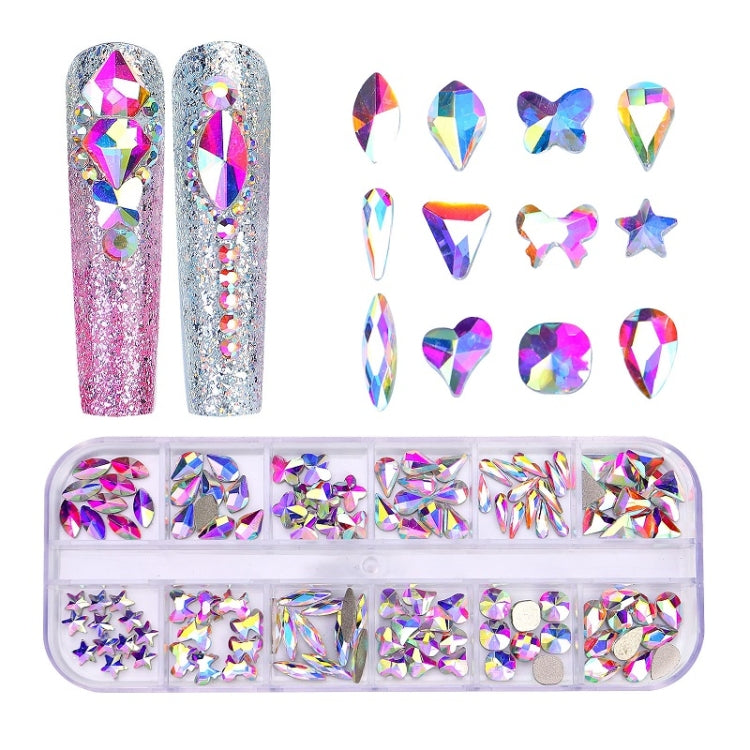 12 Grid Flat Bottom Shaped Nail Rhinestones Nail Decoration, 01, 02, 03, 04, 05, 06, 07, 08, 10, 11, 12, 13, 14, 15, 16, 18, 19, 20, 21, 22, 23, 24, 25, 26, 28