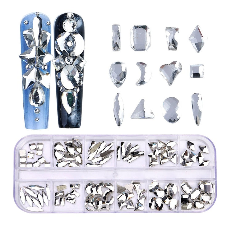 12 Grid Flat Bottom Shaped Nail Rhinestones Nail Decoration, 01, 02, 03, 04, 05, 06, 07, 08, 10, 11, 12, 13, 14, 15, 16, 18, 19, 20, 21, 22, 23, 24, 25, 26, 28