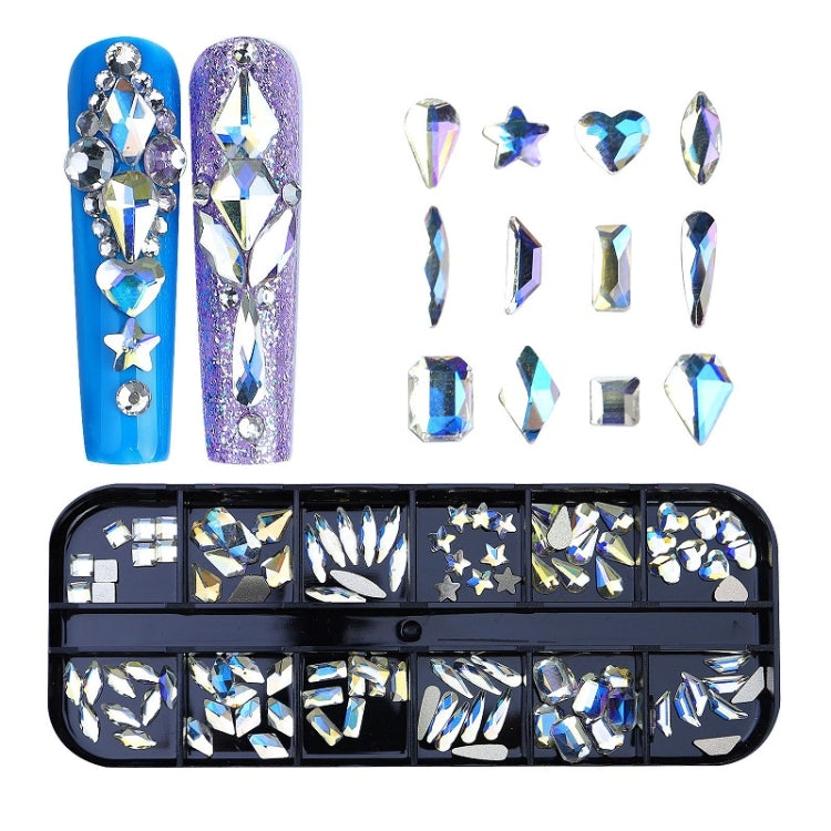 12 Grid Flat Bottom Shaped Nail Rhinestones Nail Decoration, 01, 02, 03, 04, 05, 06, 07, 08, 10, 11, 12, 13, 14, 15, 16, 18, 19, 20, 21, 22, 23, 24, 25, 26, 28