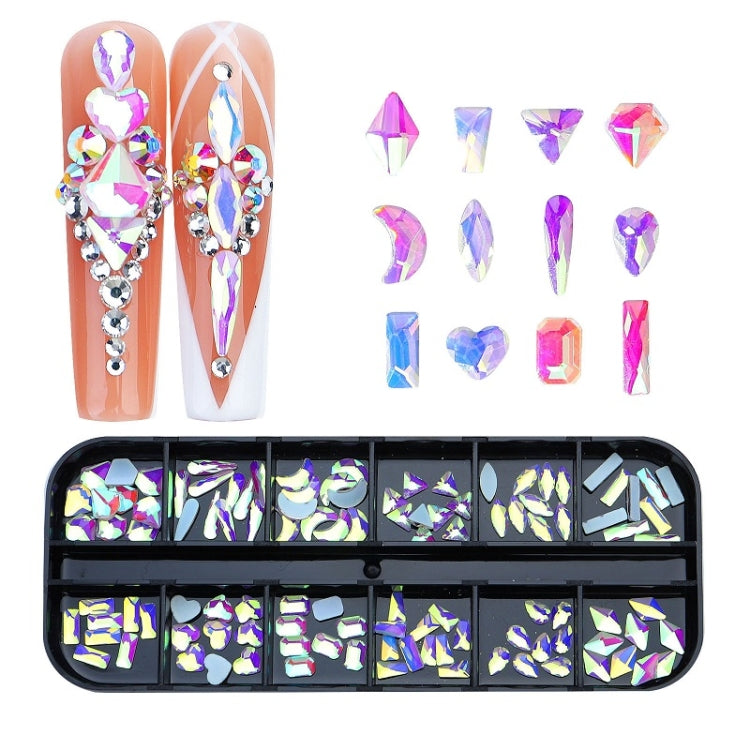 12 Grid Flat Bottom Shaped Nail Rhinestones Nail Decoration, 01, 02, 03, 04, 05, 06, 07, 08, 10, 11, 12, 13, 14, 15, 16, 18, 19, 20, 21, 22, 23, 24, 25, 26, 28