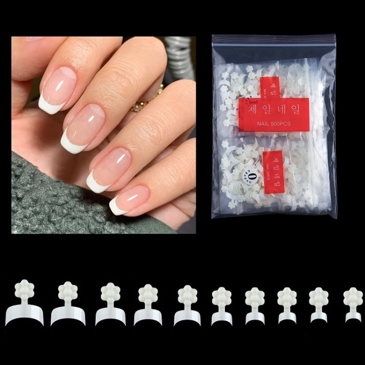 Plum Blossom Crescent Art Nail Extension Nail Plate, 500 PCS/Bag, 100 PCS/Box