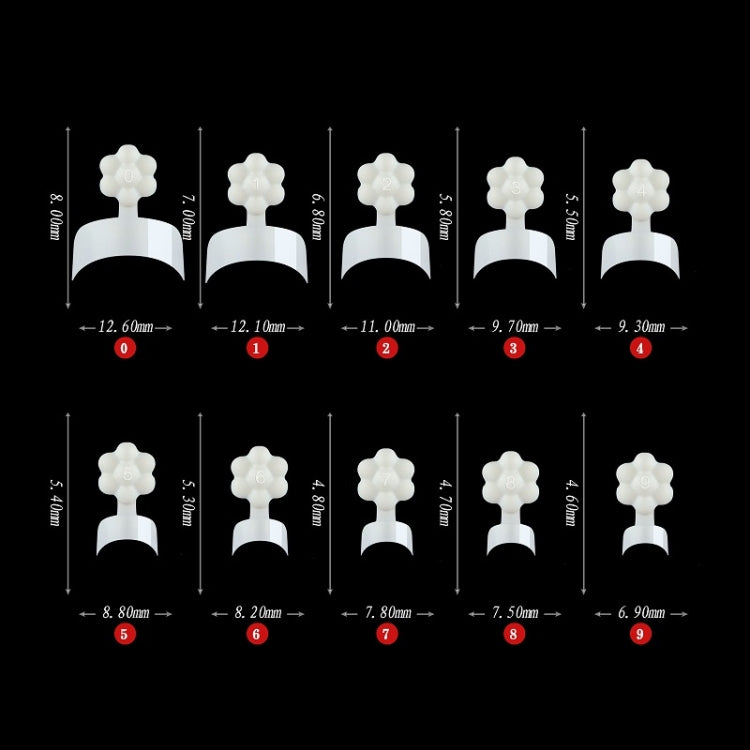 Plum Blossom Crescent Art Nail Extension Nail Plate, 500 PCS/Bag, 100 PCS/Box