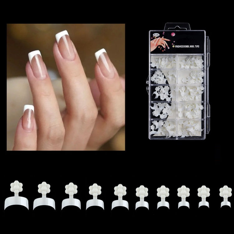 Plum Blossom Crescent Art Nail Extension Nail Plate, 500 PCS/Bag, 100 PCS/Box