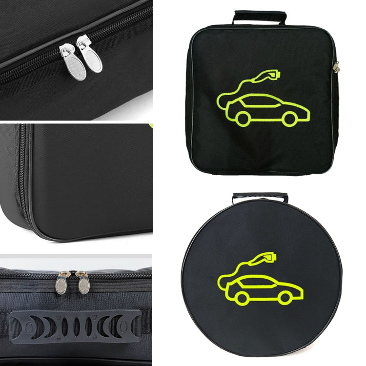 Car Charging Cable Storage Bag Carry Bag For Electric Vehicle Charger Plugs,Spec:, Round Without Logo, Round  With Logo, Square Without Logo, Square With Logo, Large With Logo, Large Without Logo