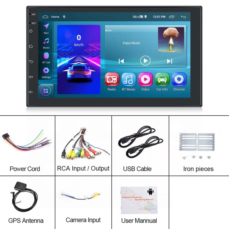 A3194 7 Inch Android 11 Central Control Carplay 2+32G Car Large Screen Navigation Reversing Video Player, Style:, Standard, Standard+AHD Camera