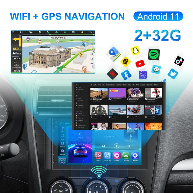 A3194 7 Inch Android 11 Central Control Carplay 2+32G Car Large Screen Navigation Reversing Video Player, Style:, Standard, Standard+AHD Camera