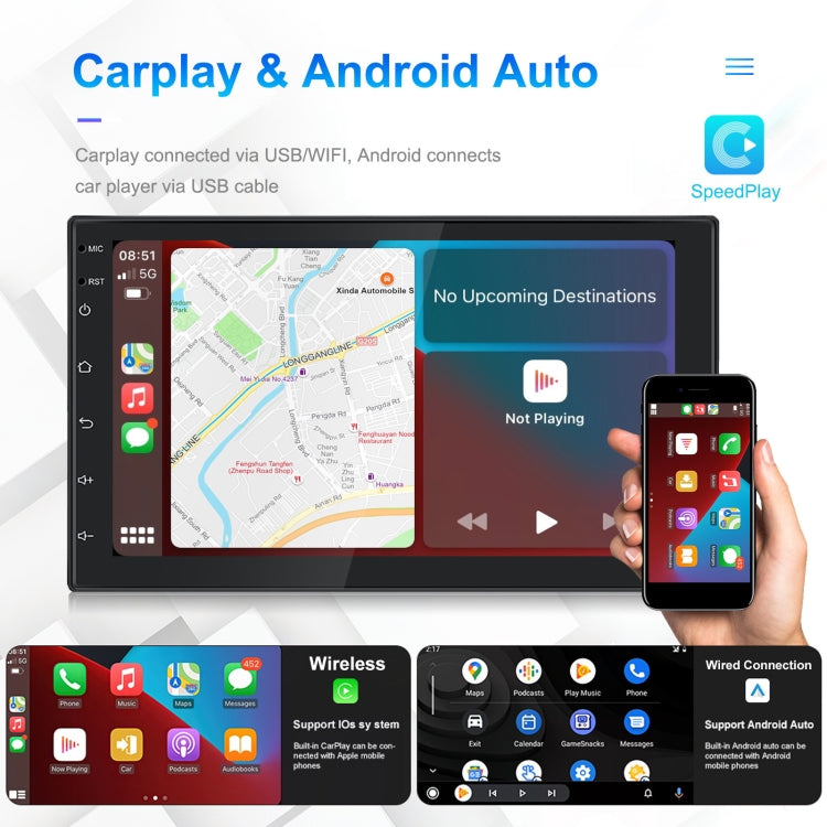 A3194 7 Inch Android 11 Central Control Carplay 2+32G Car Large Screen Navigation Reversing Video Player, Style:, Standard, Standard+AHD Camera