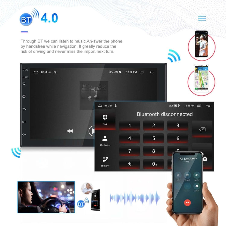 A3194 7 Inch Android 11 Central Control Carplay 2+32G Car Large Screen Navigation Reversing Video Player, Style:, Standard, Standard+AHD Camera