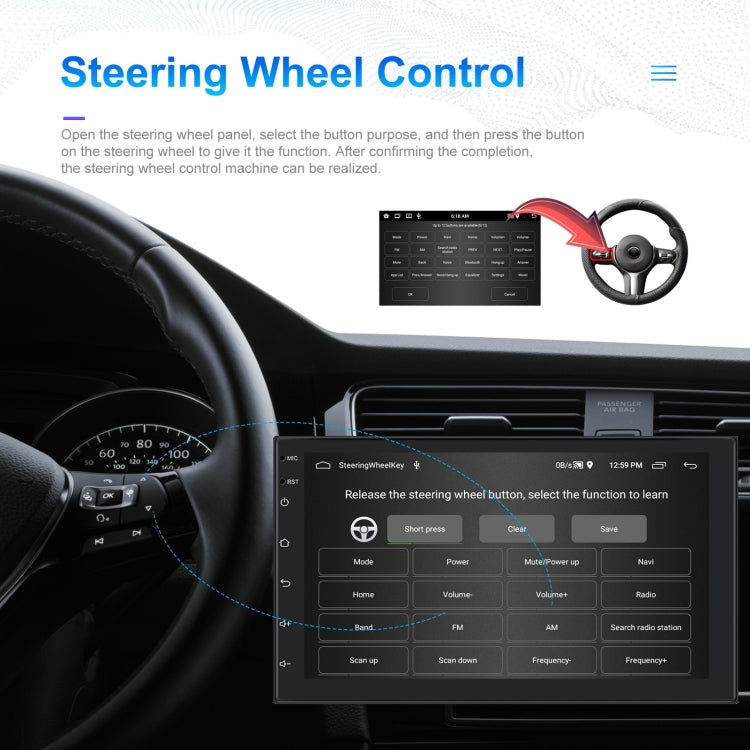 A3194 7 Inch Android 11 Central Control Carplay 2+32G Car Large Screen Navigation Reversing Video Player, Style:, Standard, Standard+AHD Camera
