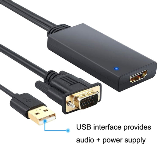 HD55Y VGA To HDMI Adapter Cable VGA+USB To HD 1080P Converter With Power Supply