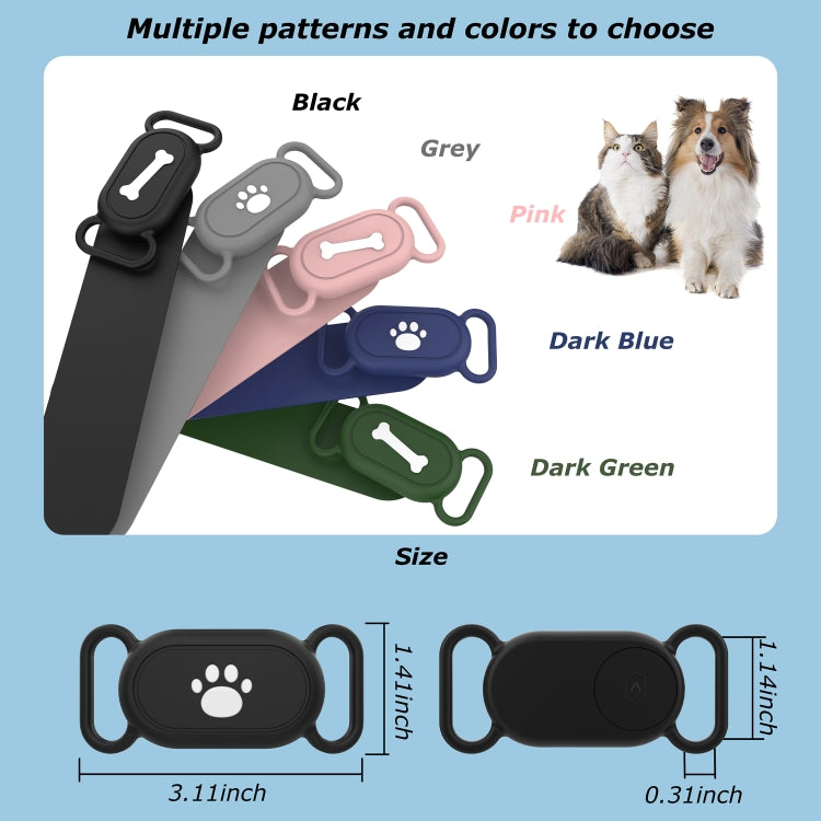For Samsung Galaxy SmartTag 2 Pet Life Waterproof Silicone Protective Case, Black Cat Claw, Black Bone, Pink Cat Claw, Pink Bone, Deep Blue Cat Claw, Deep Blue Bone