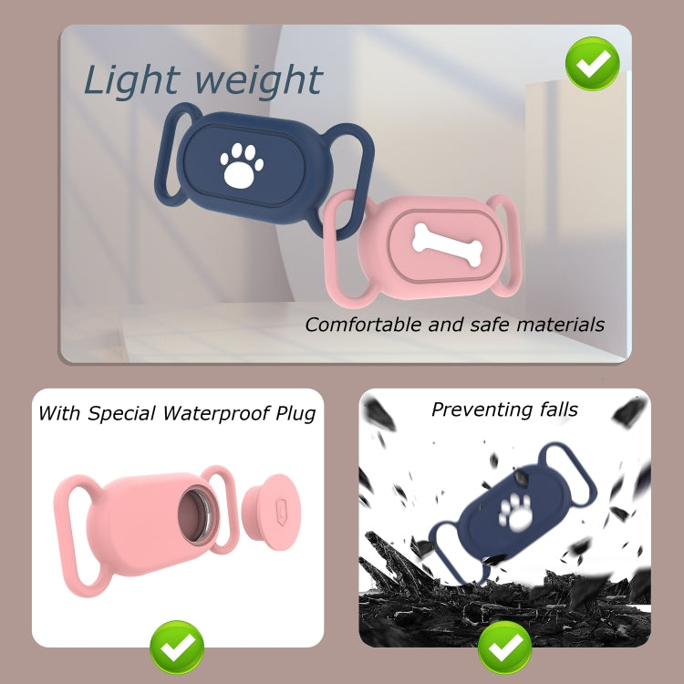 For Samsung Galaxy SmartTag 2 Pet Life Waterproof Silicone Protective Case, Black Cat Claw, Black Bone, Pink Cat Claw, Pink Bone, Deep Blue Cat Claw, Deep Blue Bone
