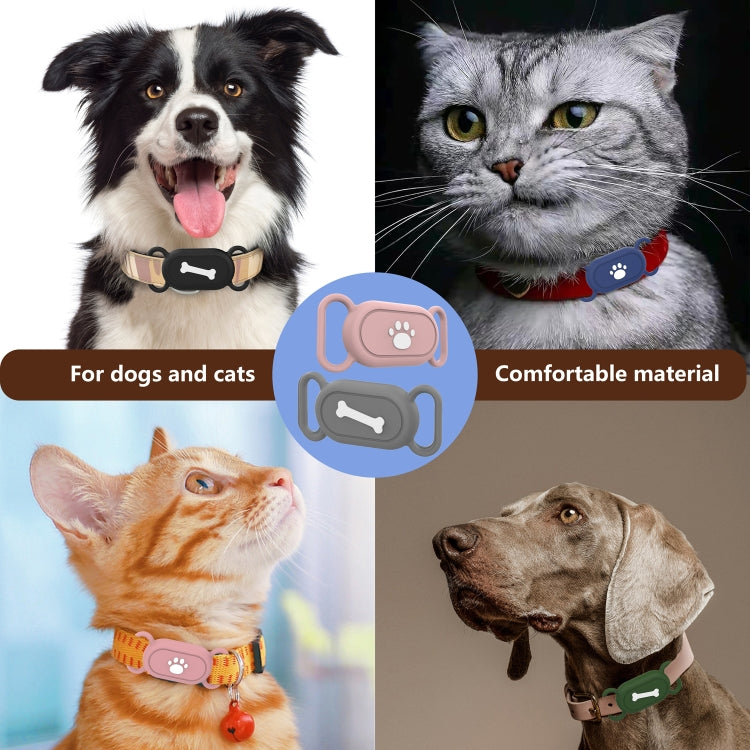 For Samsung Galaxy SmartTag 2 Pet Life Waterproof Silicone Protective Case, Black Cat Claw, Black Bone, Pink Cat Claw, Pink Bone, Deep Blue Cat Claw, Deep Blue Bone
