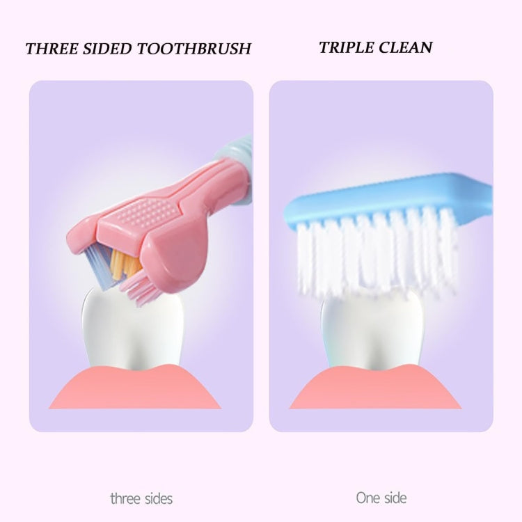 YALINA Three Sided Toothbrush Soft Hair 360 Degree V Shaped Toothbrush, 418 Adult Pink, 418 Adult Purple, A22 Kids Pink, A22 Kids Yellow, A22 Kids Blue