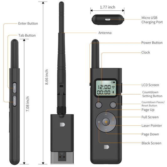 Doosl DSIT037 300m Long Distance Laser Remote Control Green Light Page Turner