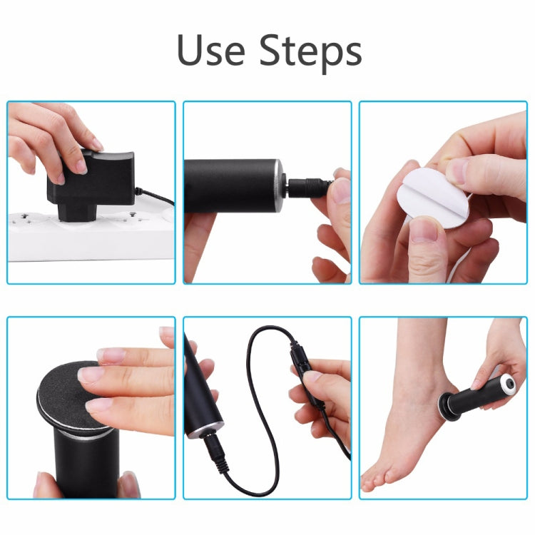 Electric Foot File Speed Adjustable Sandpaper Discs Callus Remover Pedicure Fast Remove Feet Hard Cracked Dry Dead Skin Tool, US plug, EU plug, UK plug
