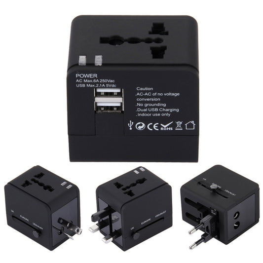 5V 2.1A Dual USB Power Socket Charger Adapter, UK / EU / US / AU Plug