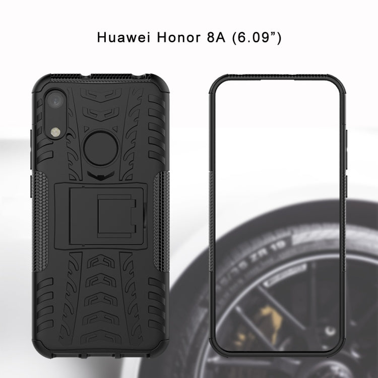 Tire Texture TPU+PC Shockproof Phone Case for Huawei Honor 8A / Y6 2019, with Holder, For Honor 8A