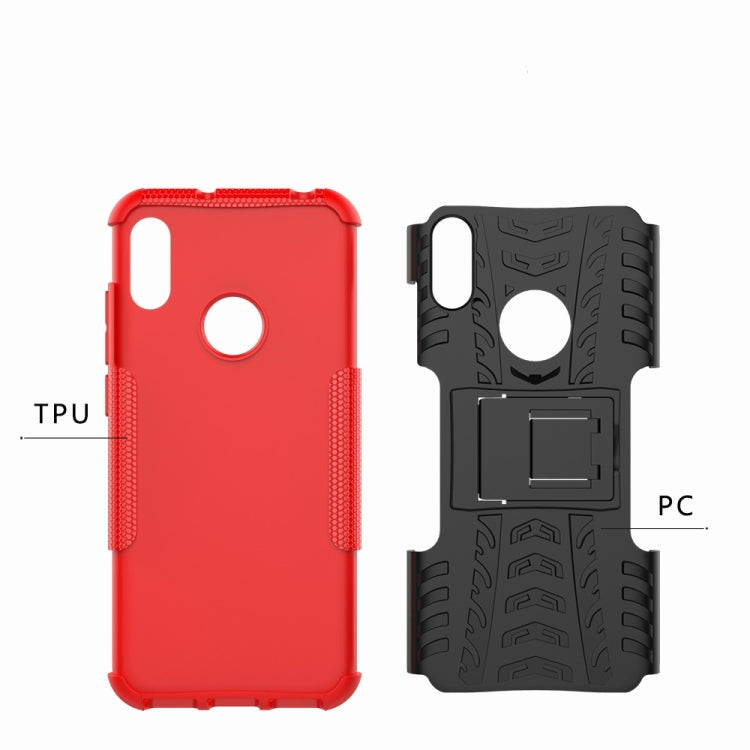 Tire Texture TPU+PC Shockproof Phone Case for Huawei Honor 8A / Y6 2019, with Holder, For Honor 8A