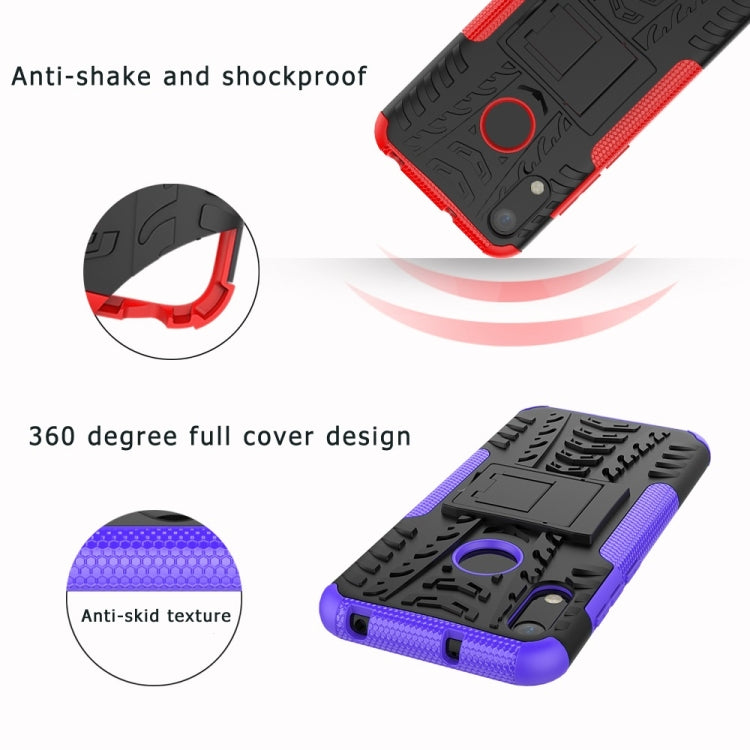 Tire Texture TPU+PC Shockproof Phone Case for Huawei Honor 8A / Y6 2019, with Holder, For Honor 8A