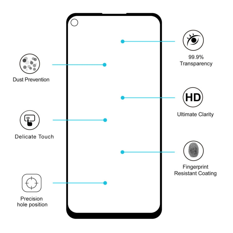 ENKAY Hat-prince Full Glue 0.26mm 9H 2.5D Full Screen Tempered Glass Film for Galaxy A8s, For Galaxy A8s