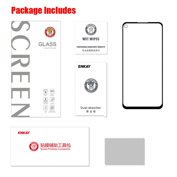 ENKAY Hat-prince Full Glue 0.26mm 9H 2.5D Full Screen Tempered Glass Film for Galaxy A8s, For Galaxy A8s
