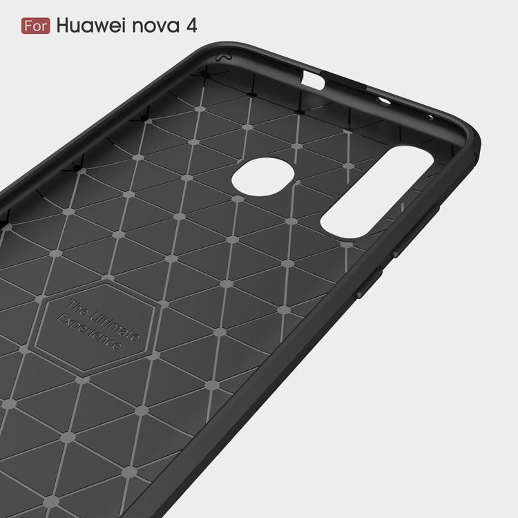 Brushed Texture Carbon Fiber Shockproof TPU Case for Huawei Nova 4, For Huawei Nova 4