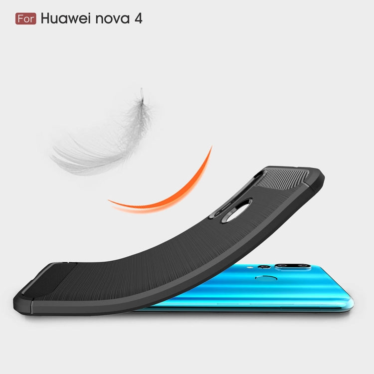 Brushed Texture Carbon Fiber Shockproof TPU Case for Huawei Nova 4, For Huawei Nova 4