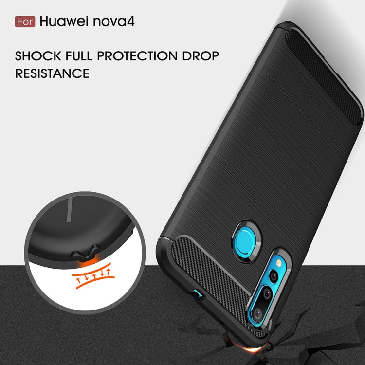 Brushed Texture Carbon Fiber Shockproof TPU Case for Huawei Nova 4, For Huawei Nova 4